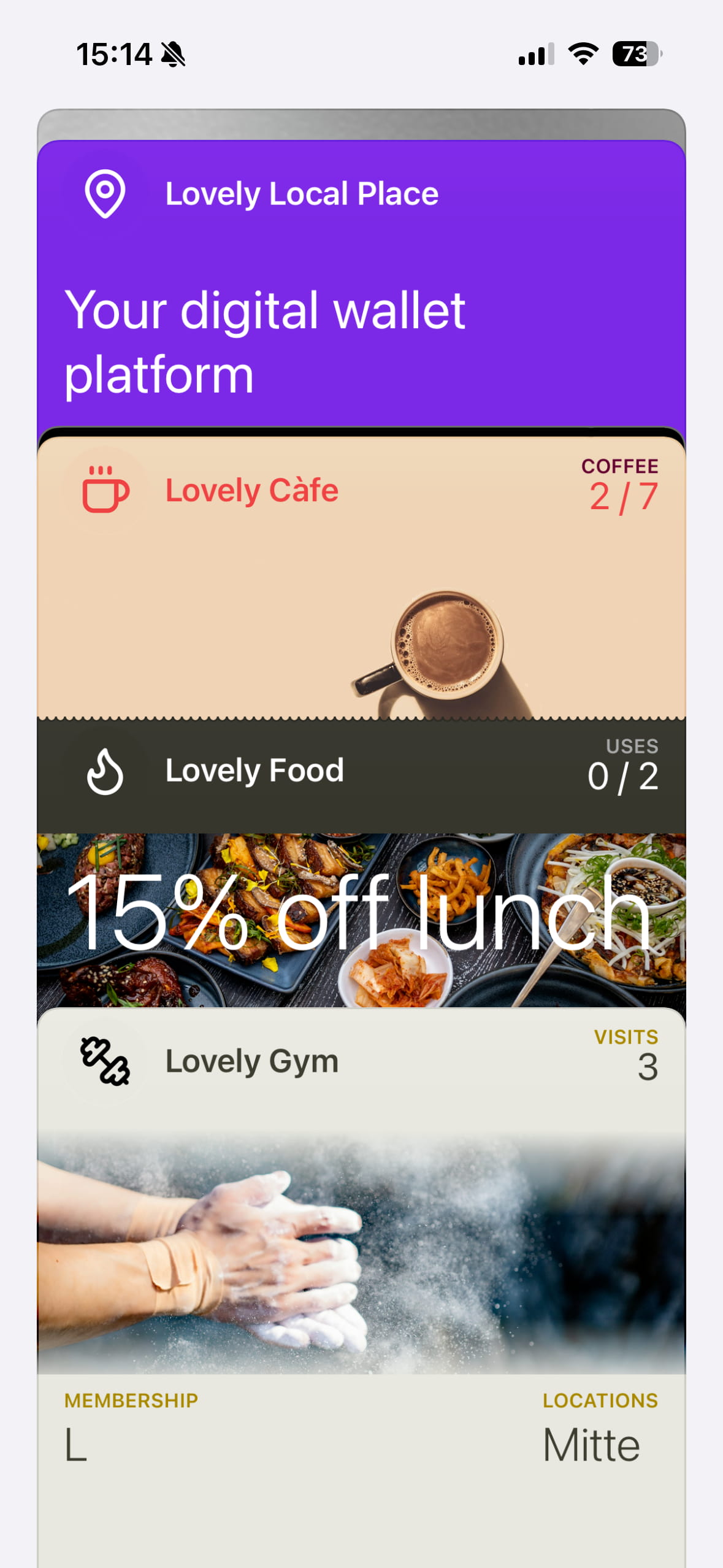 Apple Wallet showing Lovely Local Place passes
